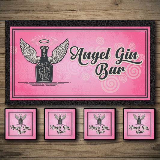 Personalised Bar Mats | Gin Bar Signs | Custom Bar Runners | Gin Angel Custom Signs from Two Fat Blokes Ltd signs for bars