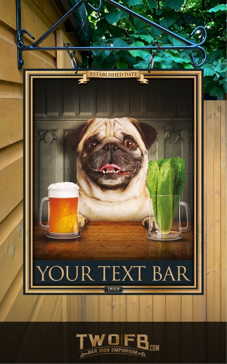 Dog House | Pug & Lettuce | Traditional Bar Sign | Pub Signs | funny bar sign | Hanging Signs | Bar Sign