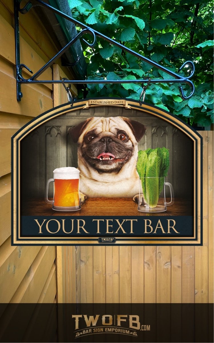 Dog House | Pug & Lettuce | Traditional Bar Sign | Pub Signs | funny bar sign | Hanging Signs | Bar Sign