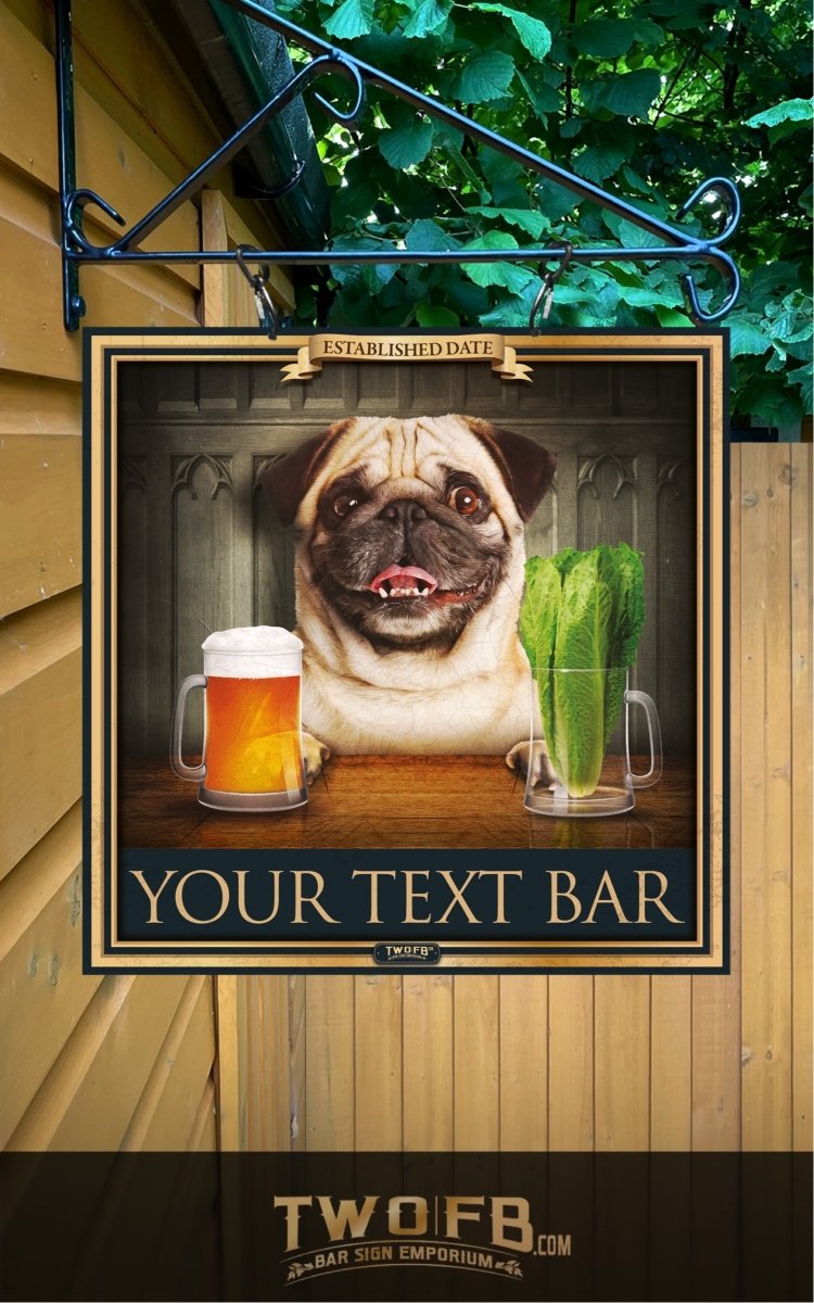 Dog House | Pug & Lettuce | Traditional Bar Sign | Pub Signs | funny bar sign | Hanging Signs | Bar Sign