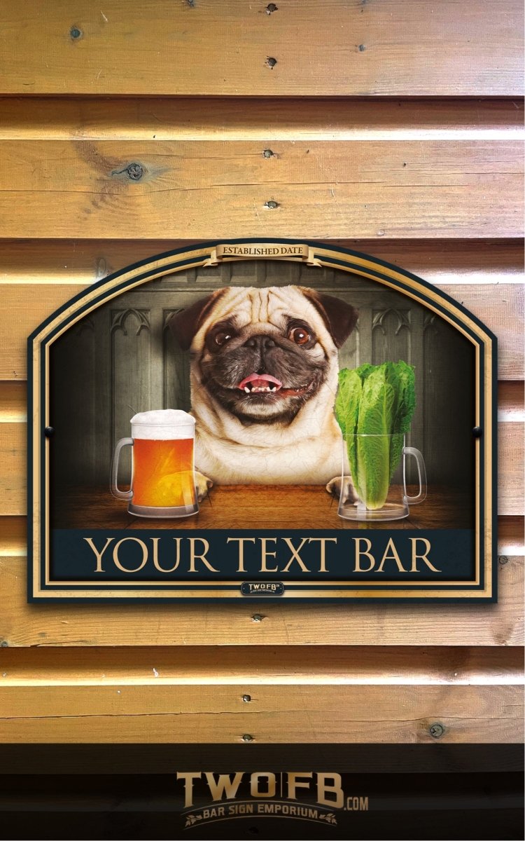 Dog House | Pug & Lettuce | Traditional Bar Sign | Pub Signs | funny bar sign | Hanging Signs | Bar Sign