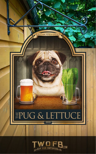 Dog House | Pug & Lettuce | Traditional Bar Sign | Pub Signs | funny bar sign | Hanging Signs | Bar Sign
