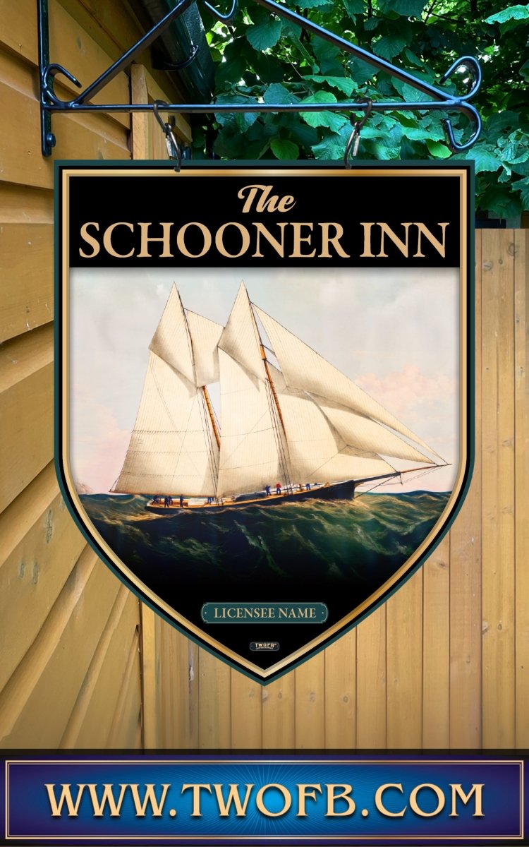 Schooner Inn, Custom bar sign, hanging pub sign, Bar sign, pub sign, Personalised bar sign, Funny bar sign, home bar signs uk, bar signs uk, bar signs.co.uk, custom pub sign uk, pub sign design, outdoor bar signs
 
