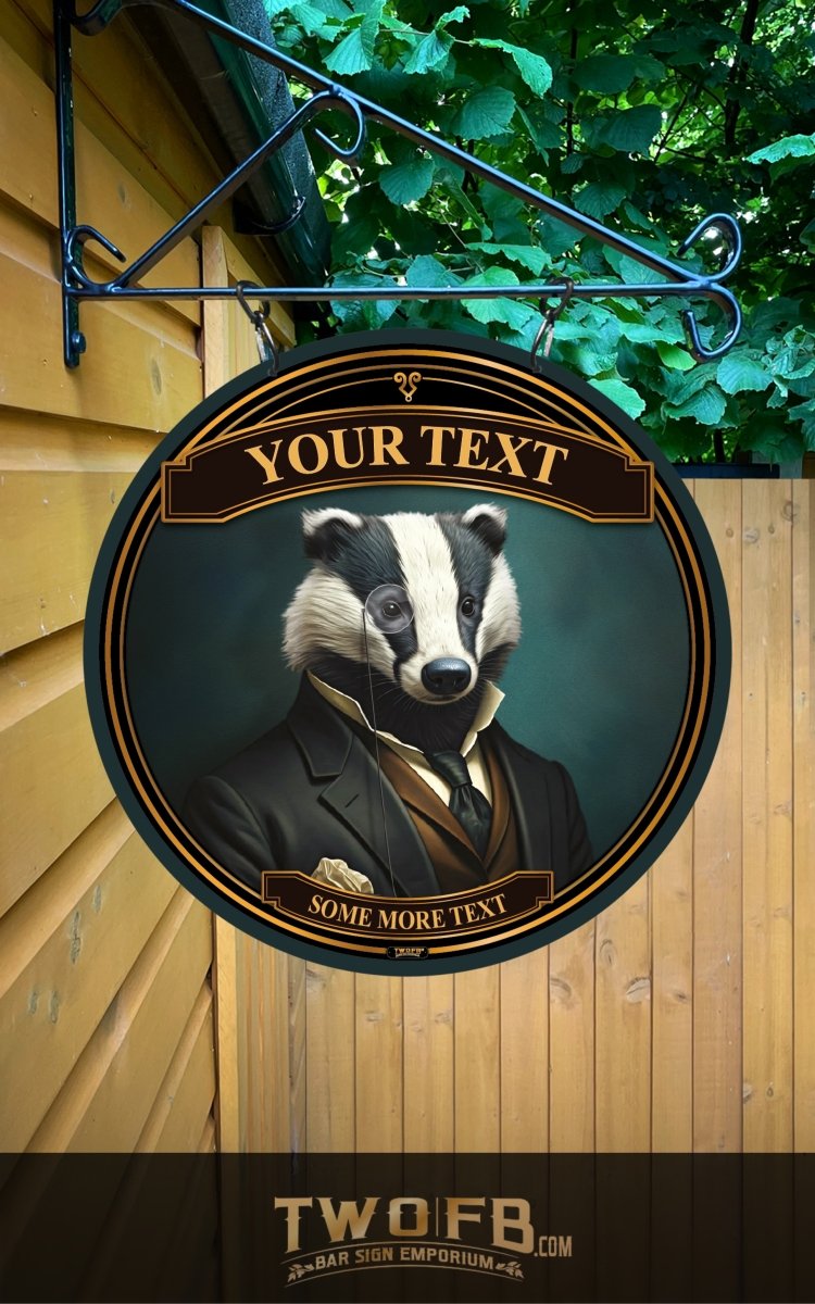 Snooty Badger | Personalised Pub Sign | Home Bar Sign Custom Signs from Two Fat Blokes Ltd signs for bars