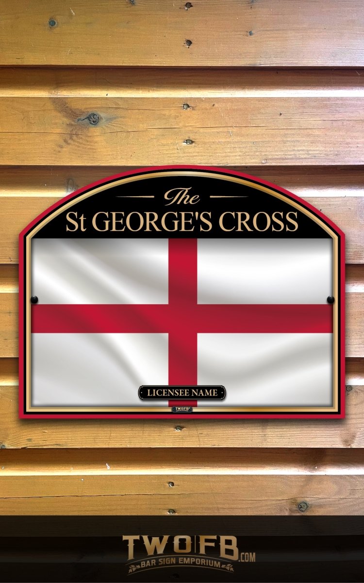 St George's Cross flag in a decorative frame on a wooden background