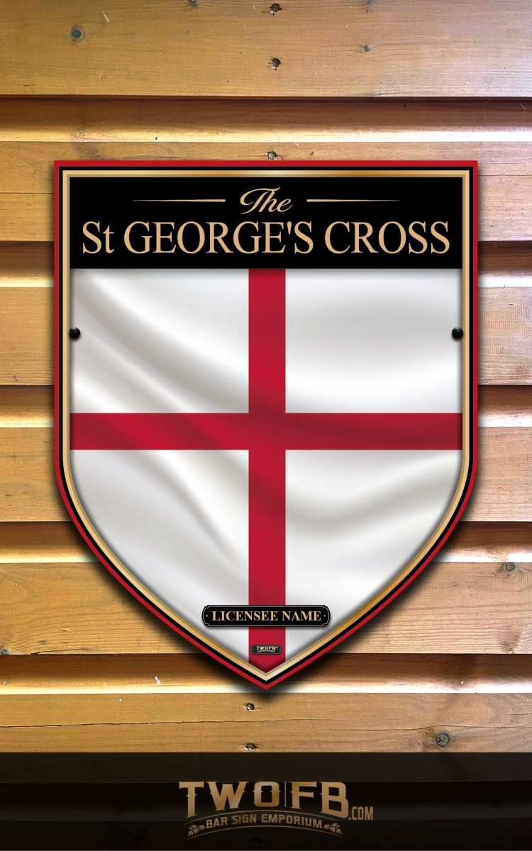 St George's Cross emblem on a wooden background