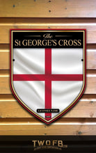 Load image into Gallery viewer, St George&#39;s Cross emblem on a wooden background
