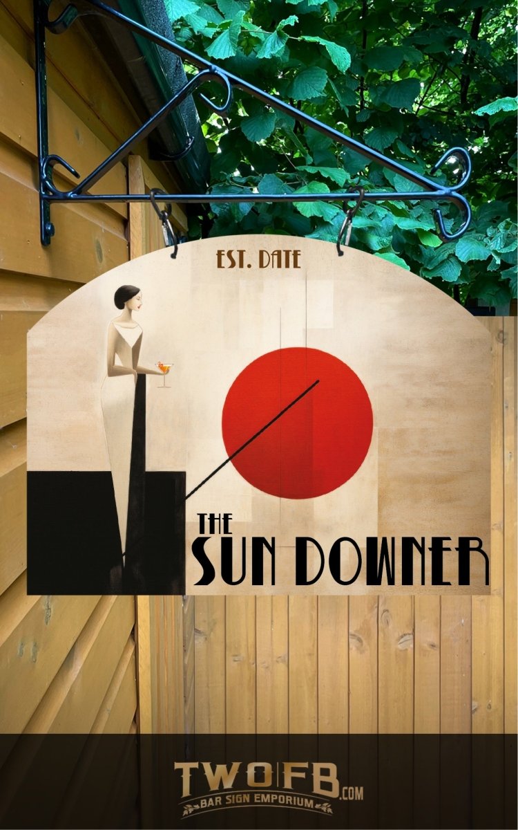 Sun Downer | Personalised Bar Sign | Bistro Style Custom Signs from Two Fat Blokes Ltd signs for bars