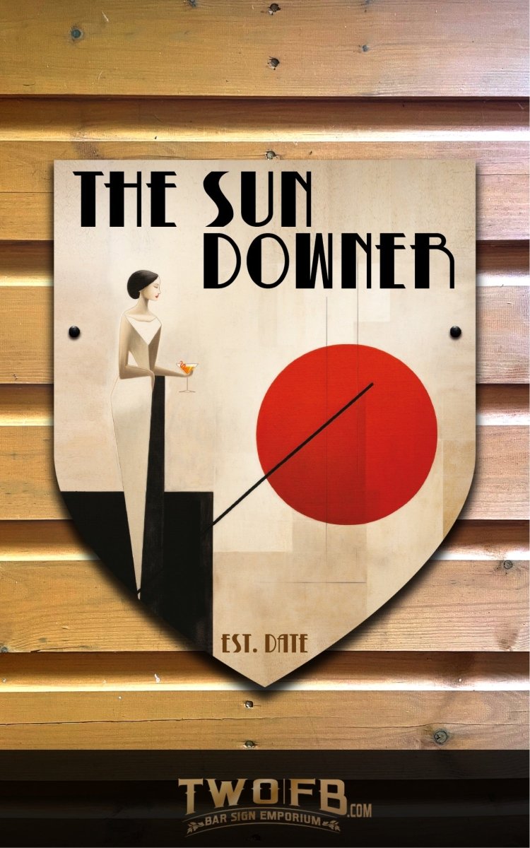 Sun Downer | Personalised Bar Sign | Bistro Style Custom Signs from Two Fat Blokes Ltd signs for bars