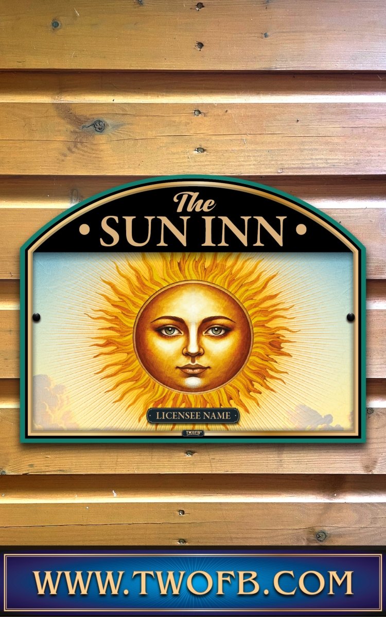 The Sun Inn, Custom bar sign, hanging pub sign, Bar sign, pub sign, Personalised bar sign, Funny bar sign, home bar signs uk, bar signs uk, bar signs.co.uk, custom pub sign uk, pub sign design, outdoor bar signs
 

