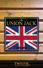 Load image into Gallery viewer, Union Jack flag in a frame on a wooden background
