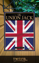 Load image into Gallery viewer, Union Jack sign with &#39;The Union Jack&#39; text and TwofB logo on a wooden background
