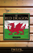 Load image into Gallery viewer, Decorative sign with red dragon emblem on a wooden background
