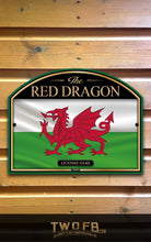 Load image into Gallery viewer, Decorative sign with red dragon emblem on a wooden background
