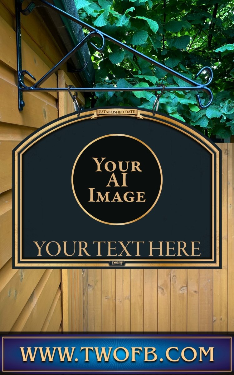 Your AI | Personalised Pub Sign | Traditional Gold Pub Signs Custom Signs from Two Fat Blokes Ltd signs for bars