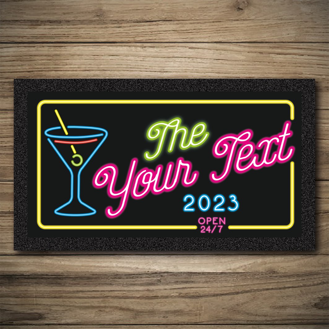 Personalised Bar Mats | Drip Mats | Custom Printed Bar Runners | Cocktail Neon