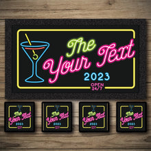 Load image into Gallery viewer, Personalised Bar Mats | Drip Mats | Custom Printed Bar Runners | Cocktail Neon
