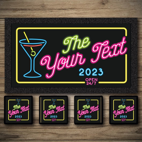 Personalised Bar Mats | Drip Mats | Custom Printed Bar Runners | Cocktail Neon