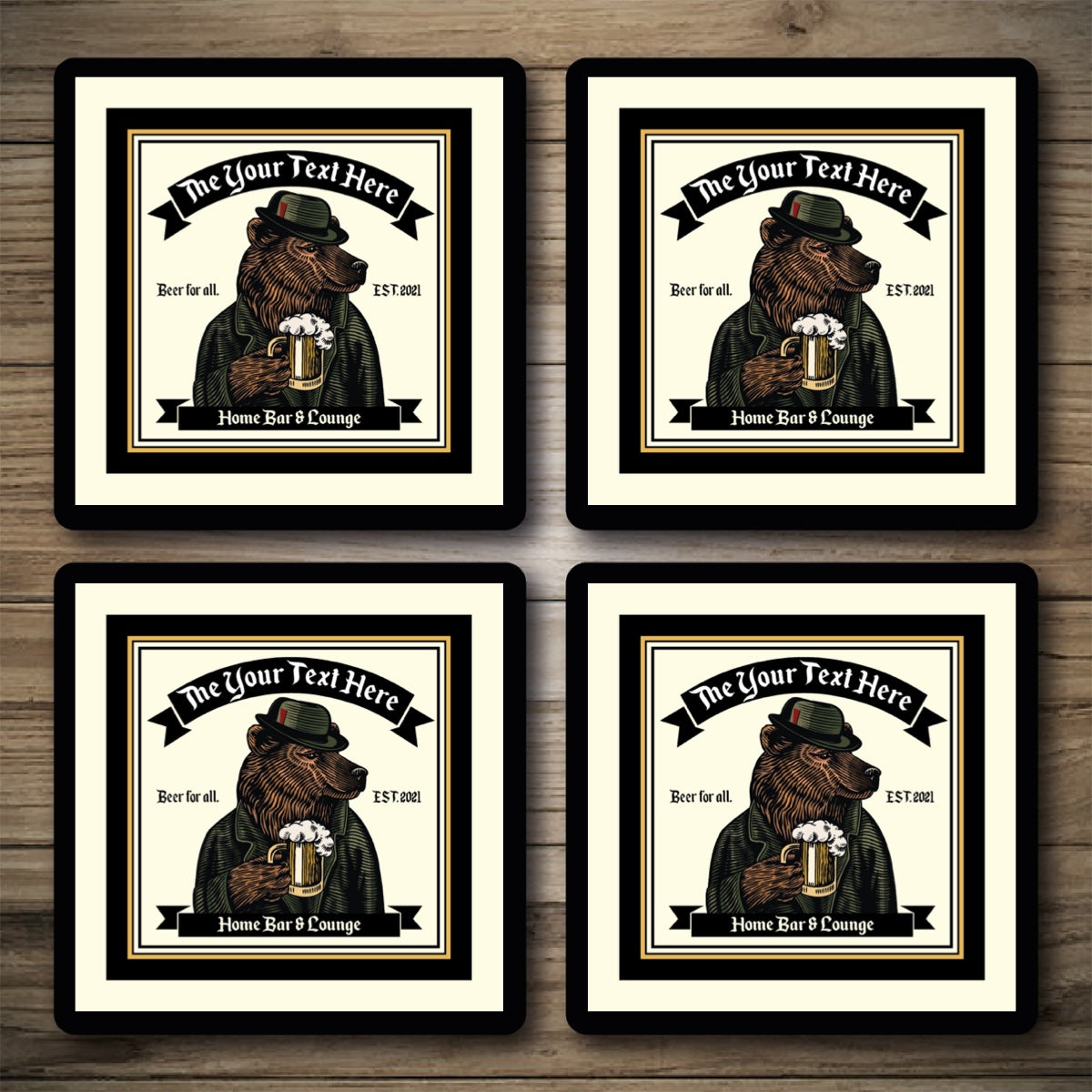 Personalised Bar Mats | Drip Mats | Custom Bar Runners | Grizzly Bear