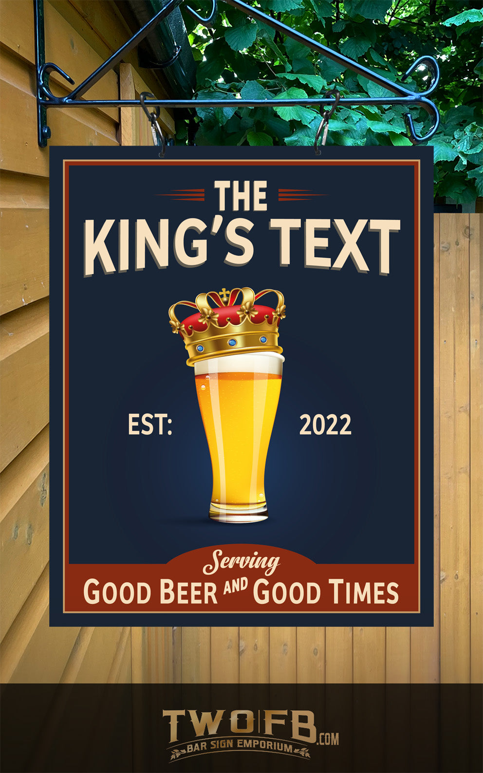 Kings Tipple | Personalised Bar Sign | Traditional Pub Sign | Bar Sign | Shed Sign