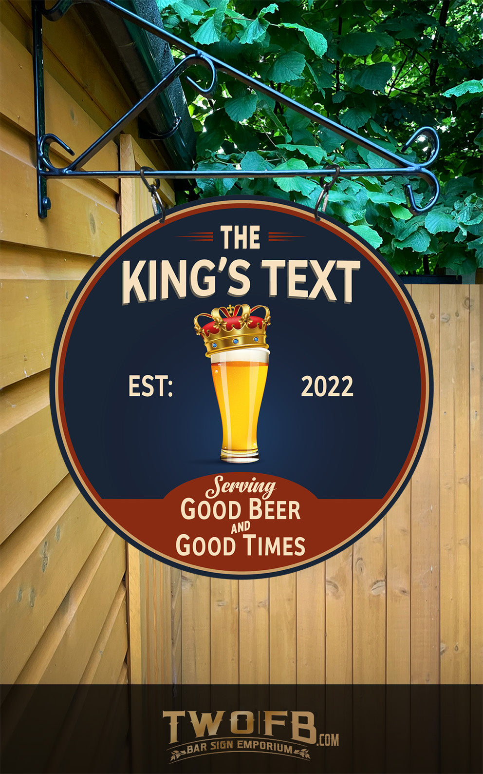 Kings Tipple | Personalised Bar Sign | Traditional Pub Sign | Bar Sign | Shed Sign