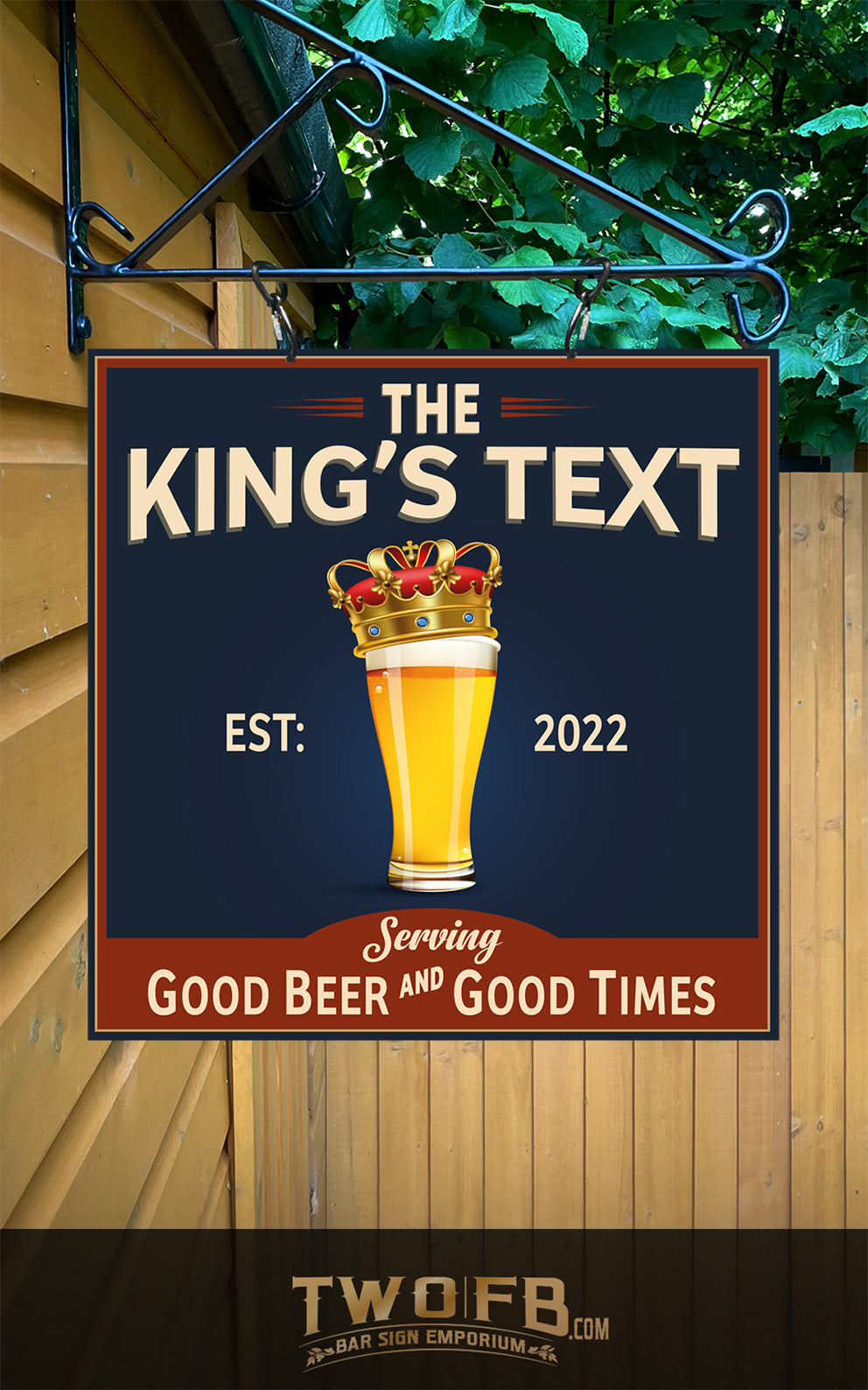 Kings Tipple | Personalised Bar Sign | Traditional Pub Sign | Bar Sign | Shed Sign