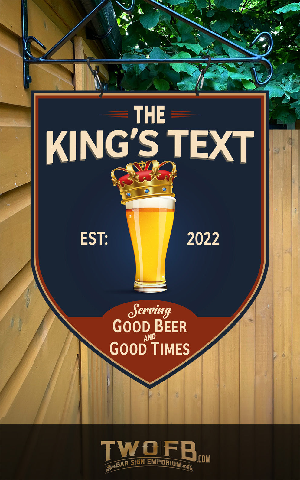 Kings Tipple | Personalised Bar Sign | Traditional Pub Sign | Bar Sign | Shed Sign