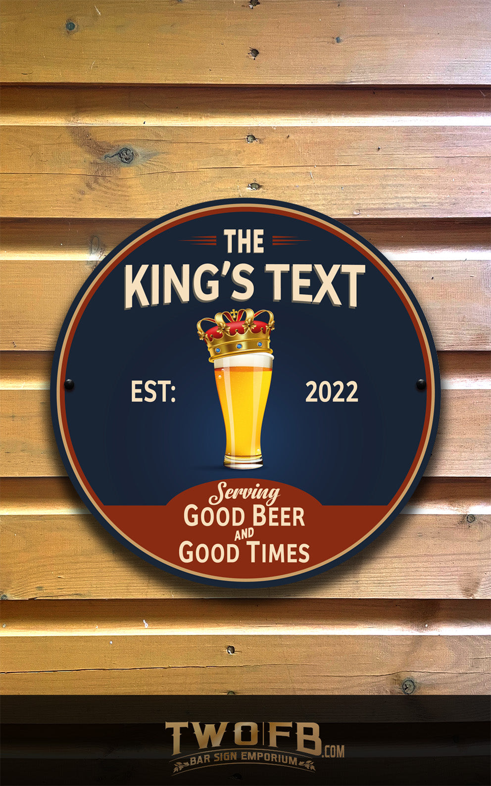 Kings Tipple | Personalised Bar Sign | Traditional Pub Sign | Bar Sign | Shed Sign