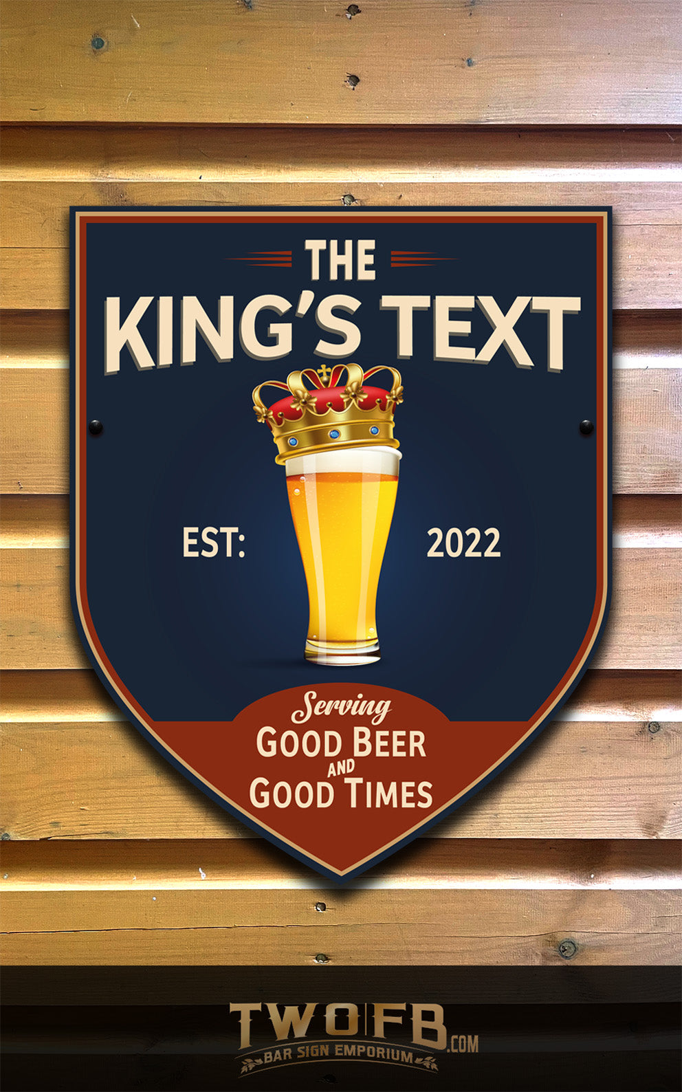 Kings Tipple | Personalised Bar Sign | Traditional Pub Sign | Bar Sign | Shed Sign
