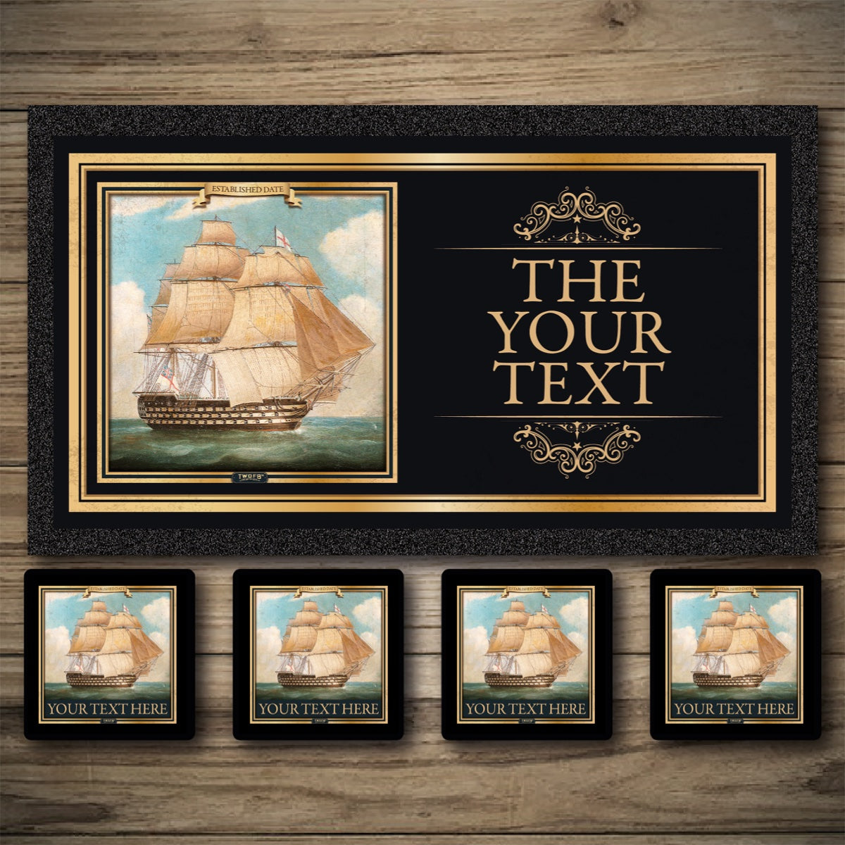 Personalised Bar Mats | Drip Mats | Custom Bar Runners | HMS Victory