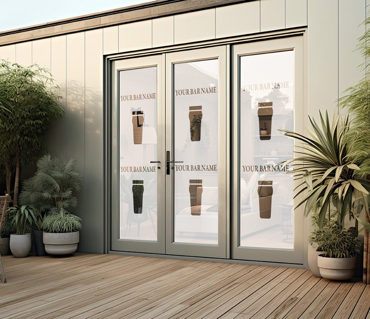 Beer logo - Frosted window graphics. Bar & Cafe style window Decals