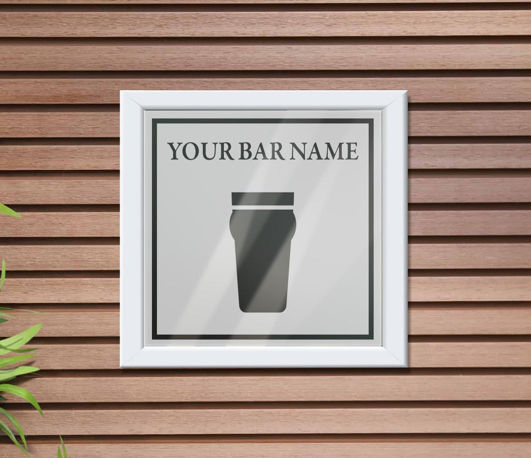 Bierlogo - Milchglasfenster-Grafiken. Fensteraufkleber im Bar- und Café-Stil