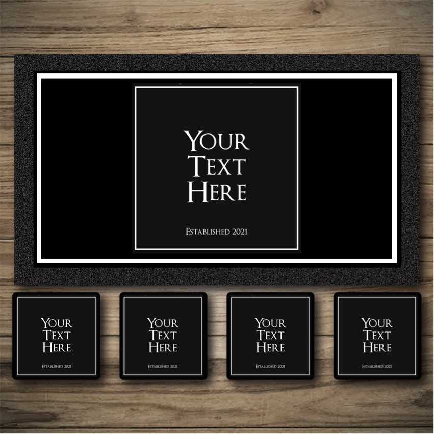 Personalised Bar Mats | Drip Mats | Custom Bar Runners | Piano Black