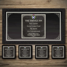 Load image into Gallery viewer, Personalised Bar Mat | Custom Bar Runner | Scottish Thistle Chalkboard | Hanging Bar Signs
