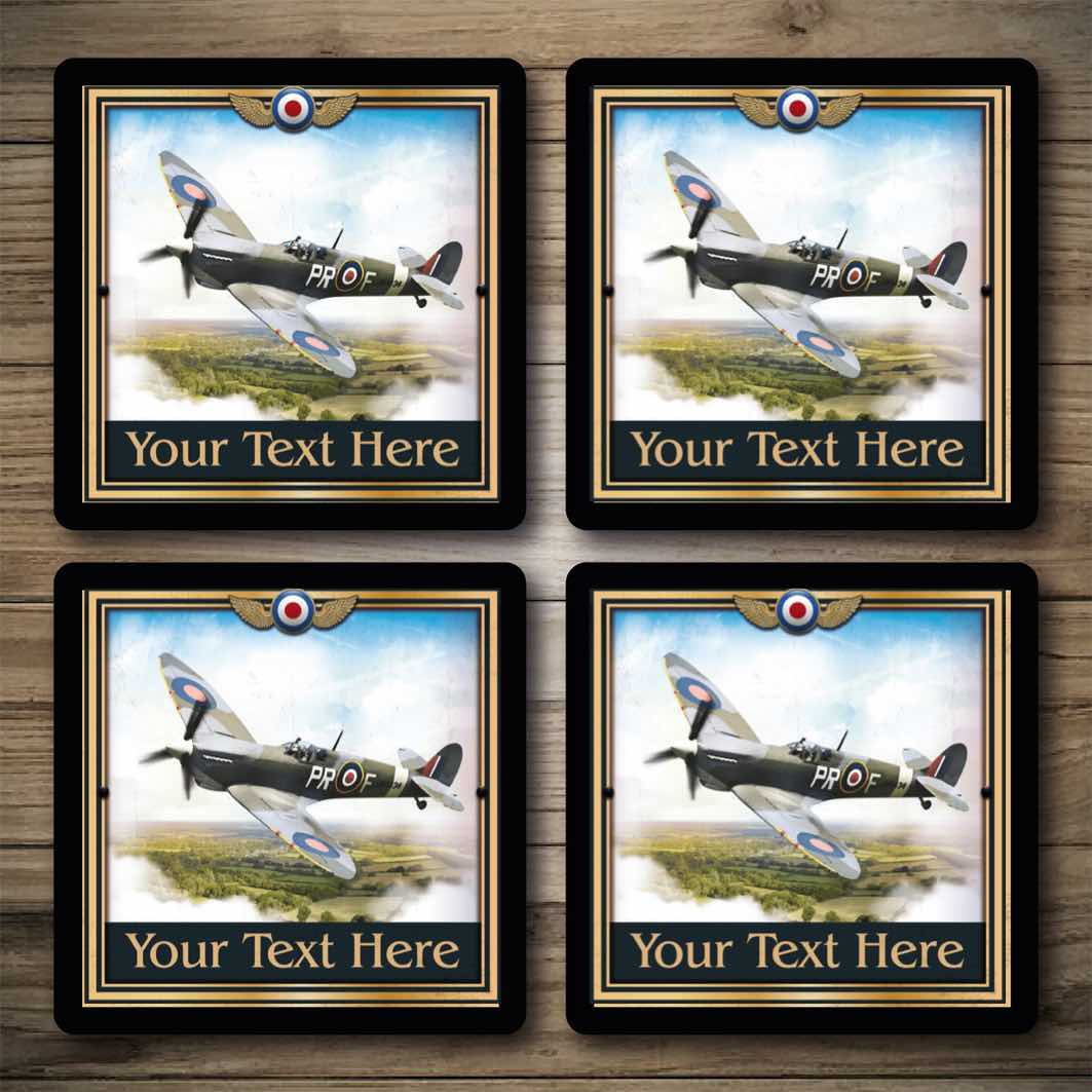 Personalised Bar Mats | Drip Mats | Custom Bar Runners | RAF Spitfire