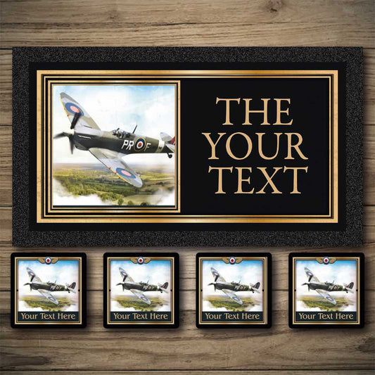 Personalised Bar Mats | Drip Mats | Custom Bar Runners | RAF Spitfire