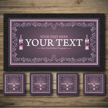 Load image into Gallery viewer, Gin Bar runner, beer matts, custom gin bar runner, beer mats, bar coaster.
