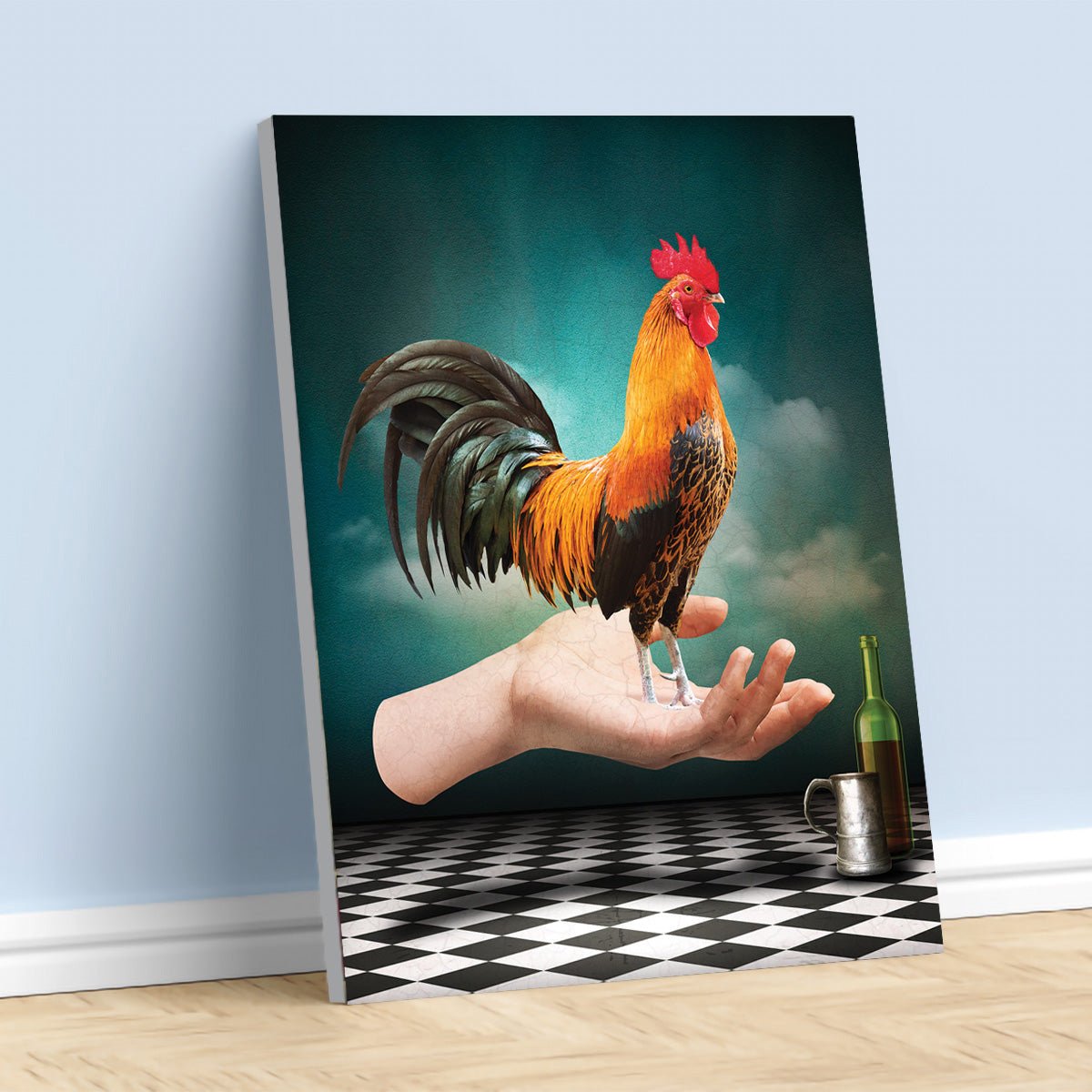 Cock in hand artwork on Canvas Custom Signs from Twofb.com signs for bars