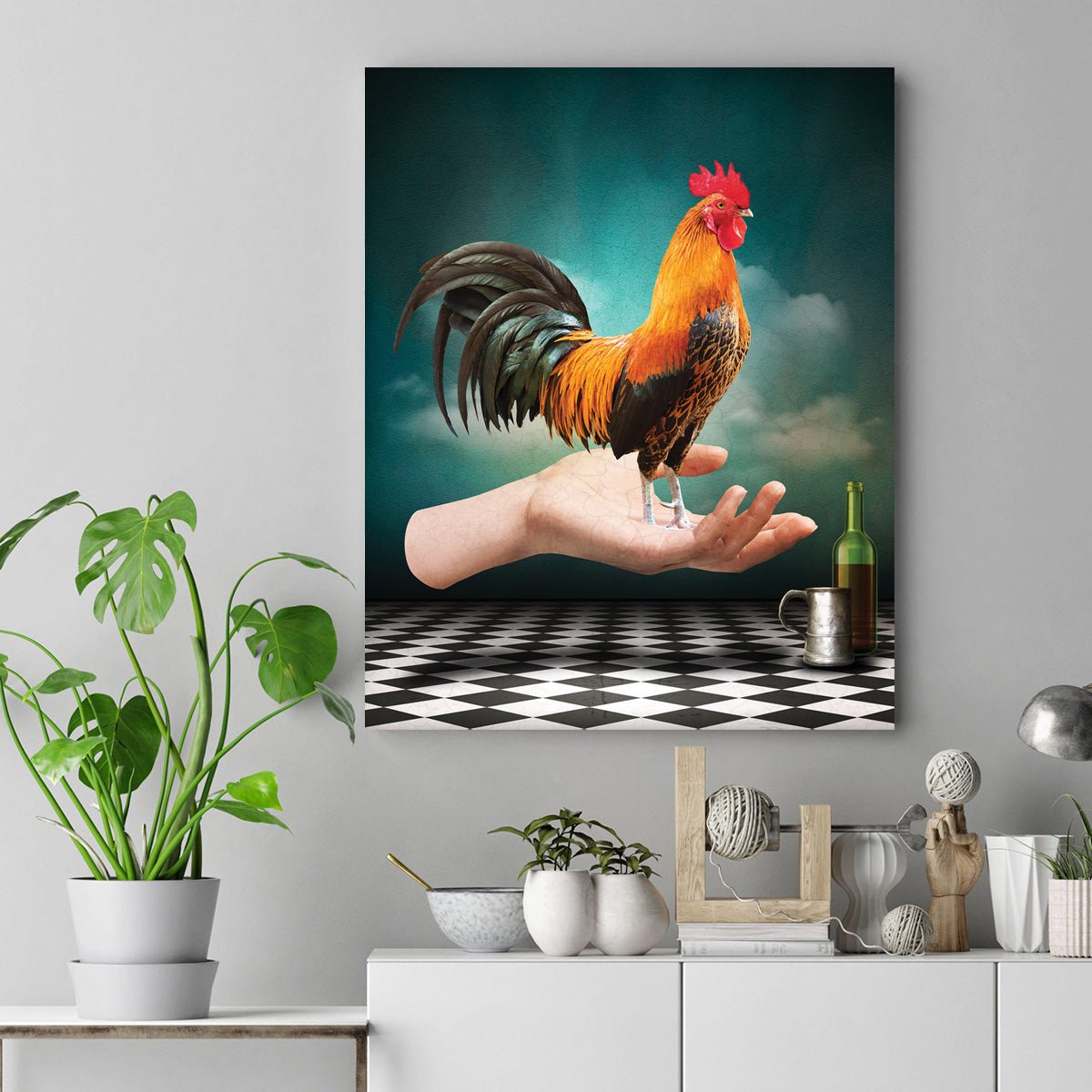 Cock in hand artwork on Canvas Custom Signs from Twofb.com signs for bars