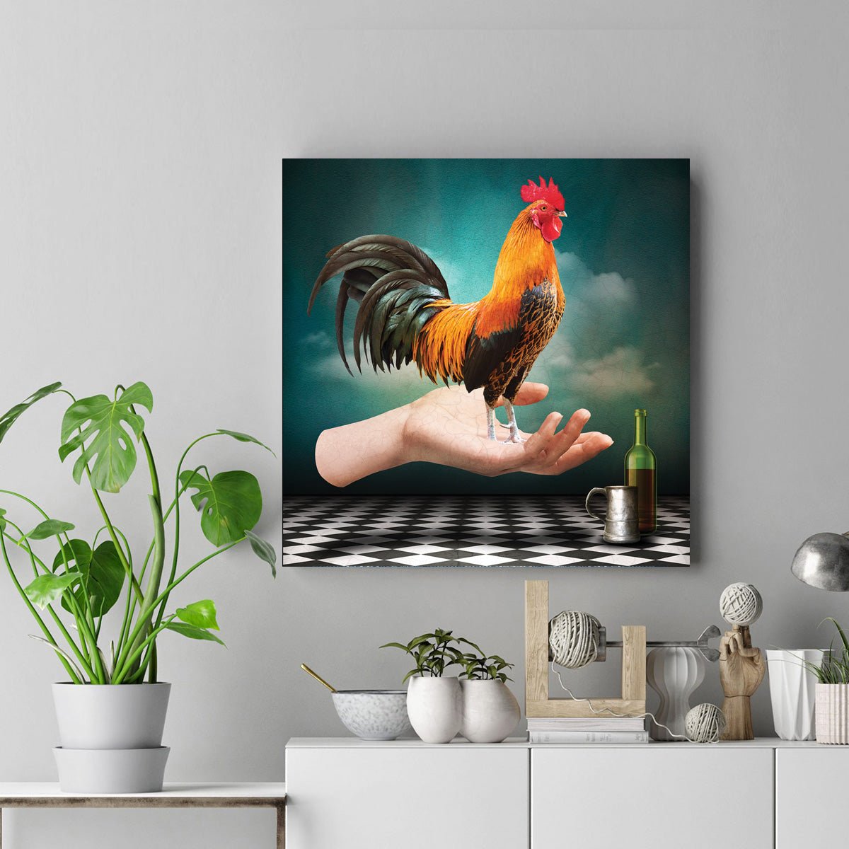 Cock in hand artwork on Canvas Custom Signs from Twofb.com signs for bars