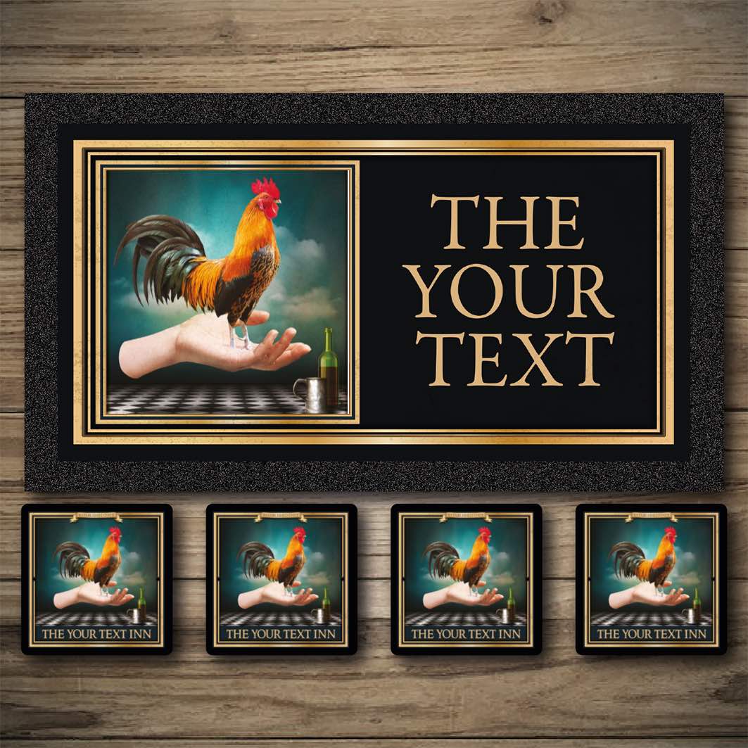Bar runner, Beer matts, Bar Coasters, Rubber mats - Cock in Hand