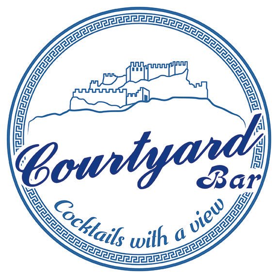 Courtyard Bar Lindos T-Shirt Ladies White Custom Signs from Twofb.com signs for bars