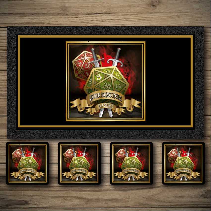 D20 Bar runners, Dungeons and dragons beer mats, bar coasters