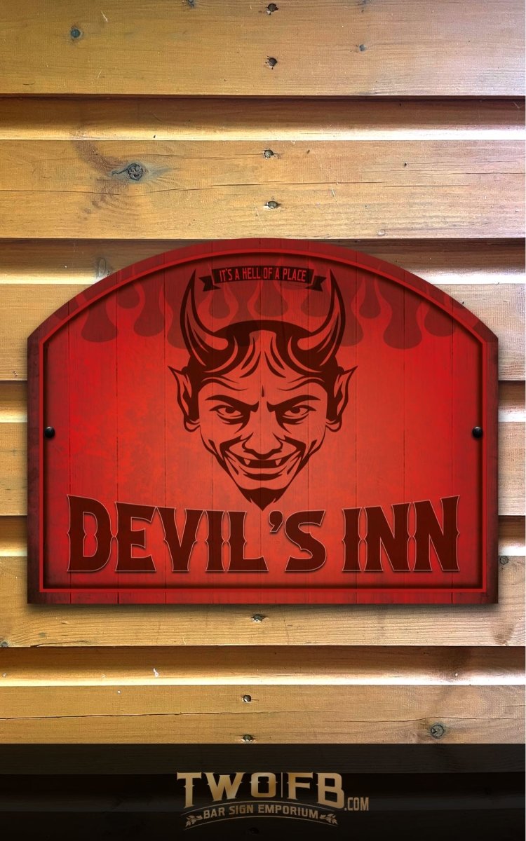 Devil's Inn Personalised Bar Sign Custom Pub Signs from Twofb.com Replica pub signs