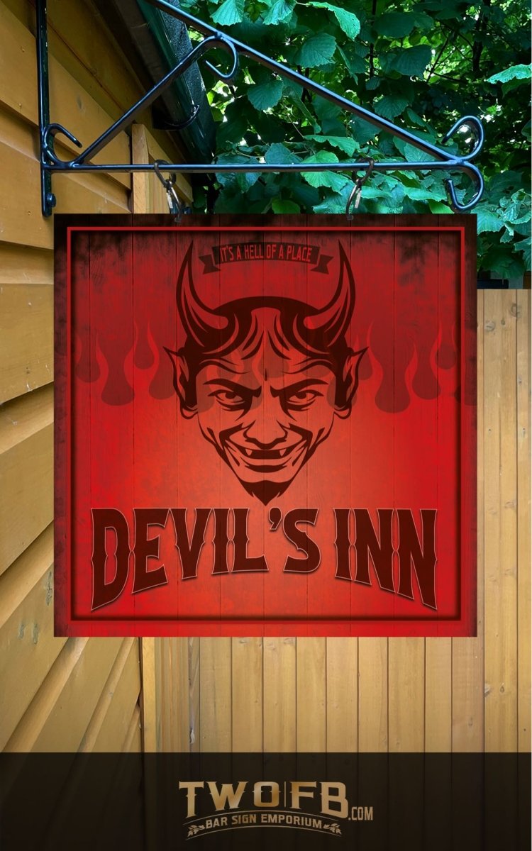 Devil's Inn Personalised Bar Sign Custom Pub Signs from Twofb.com Hanging pub sign
