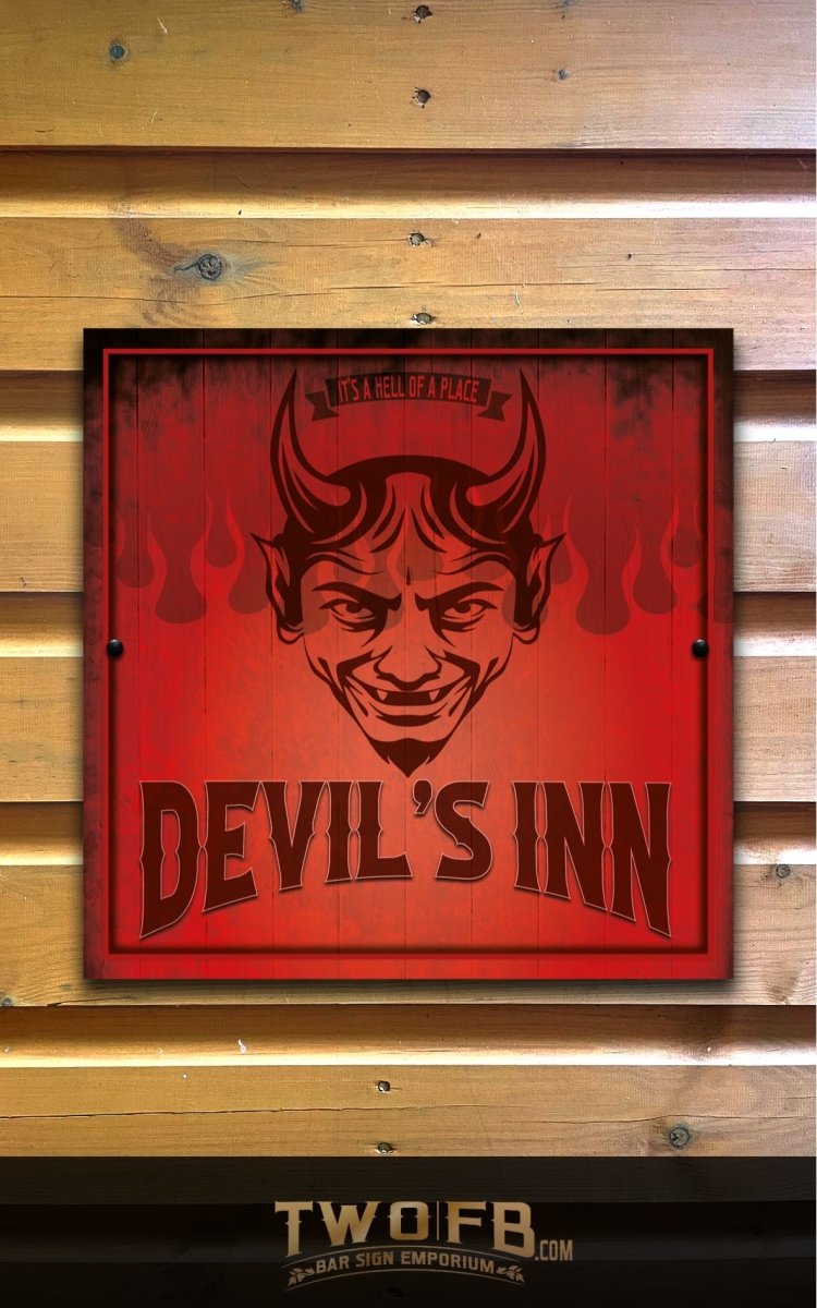 Devil's Inn Personalised Bar Sign Custom Signs from Twofb.com Home bar signs UK