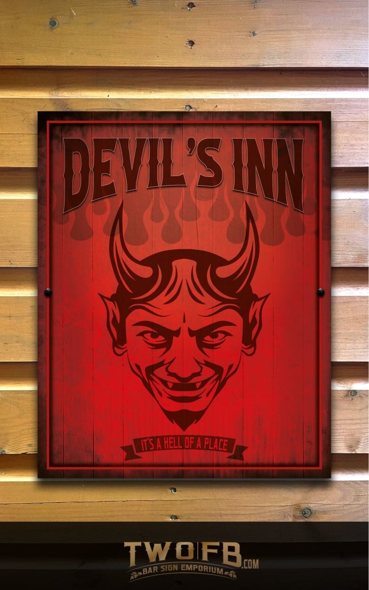 Devil's Inn Personalised Bar Sign Custom Pub Signs from Twofb.com Custom made bar signs