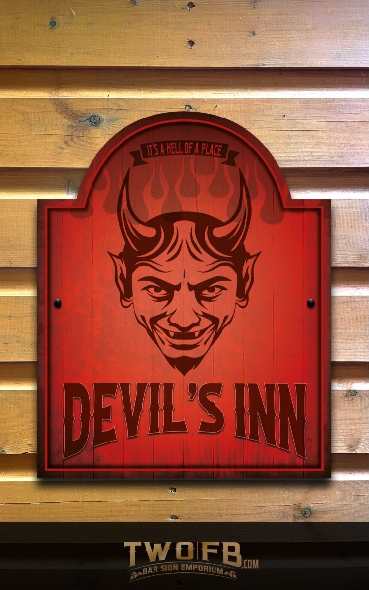Devil's Inn Personalised Bar Sign Custom Pub Signs from Twofb.com bespoke bar signs