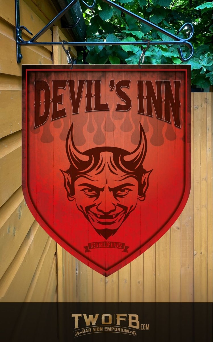 Devil's Inn Personalised Bar Sign Custom Bar Signs from Twofb.com pub signs made to order