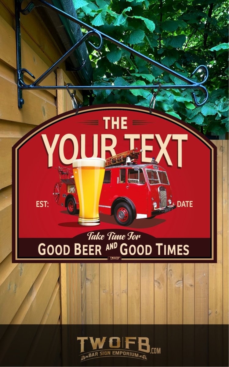 Fire Engine | Personalised Bar Sign | Bar Signs – Two Fat Blokes Ltd